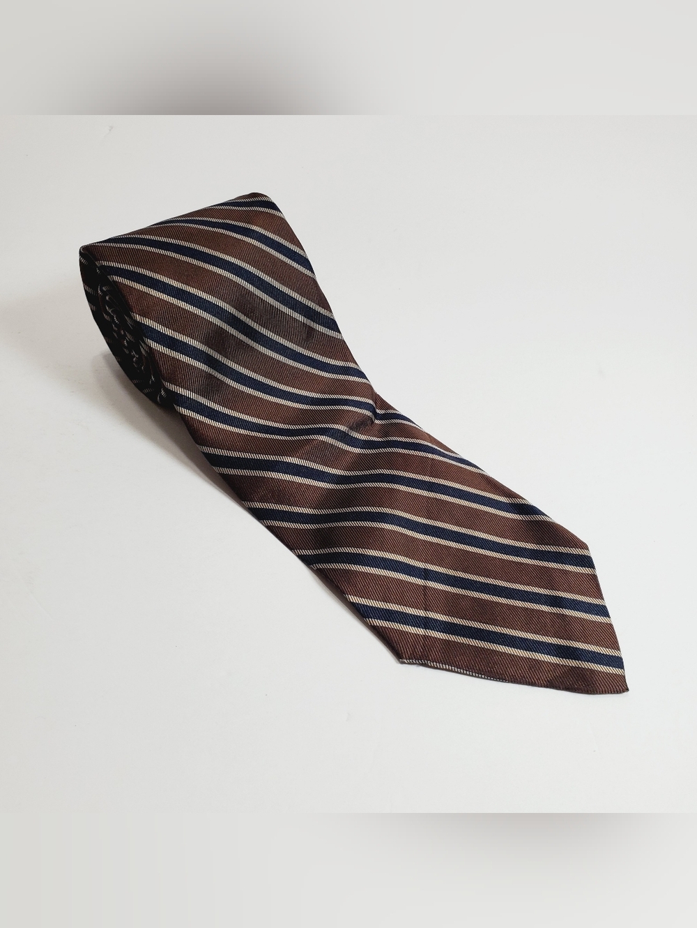 Robert Talbott Brown Stripe Pattern Men's Silk Neck Tie  Repp Fabric 56x3"